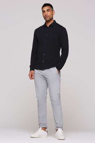 CMPD Slim Fit Langarmhemd aus strukturiertem Jersey in Blau