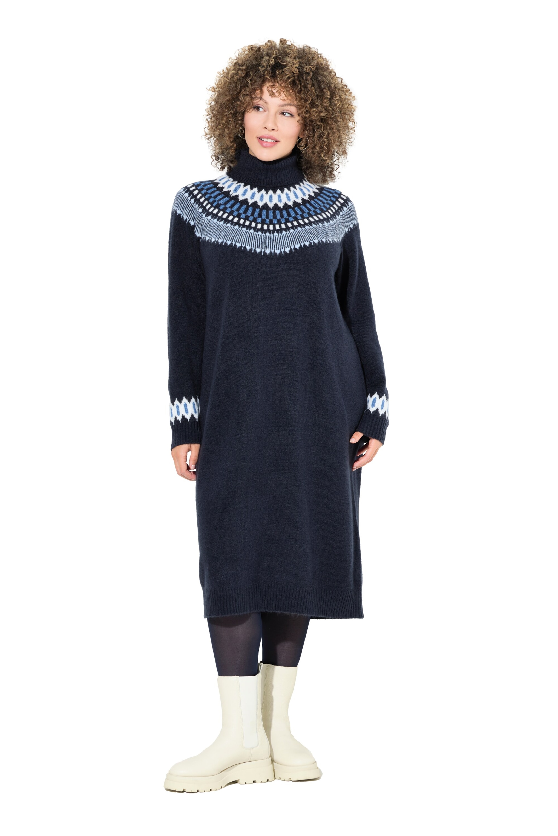 Ulla Popken Strickkleid in Blau: Vorderseite