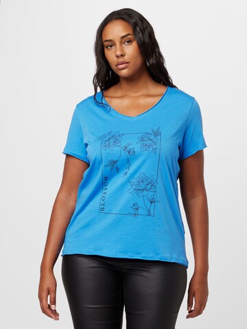 ONLY Carmakoma - Camiseta 'QUOTE' en azul: frente