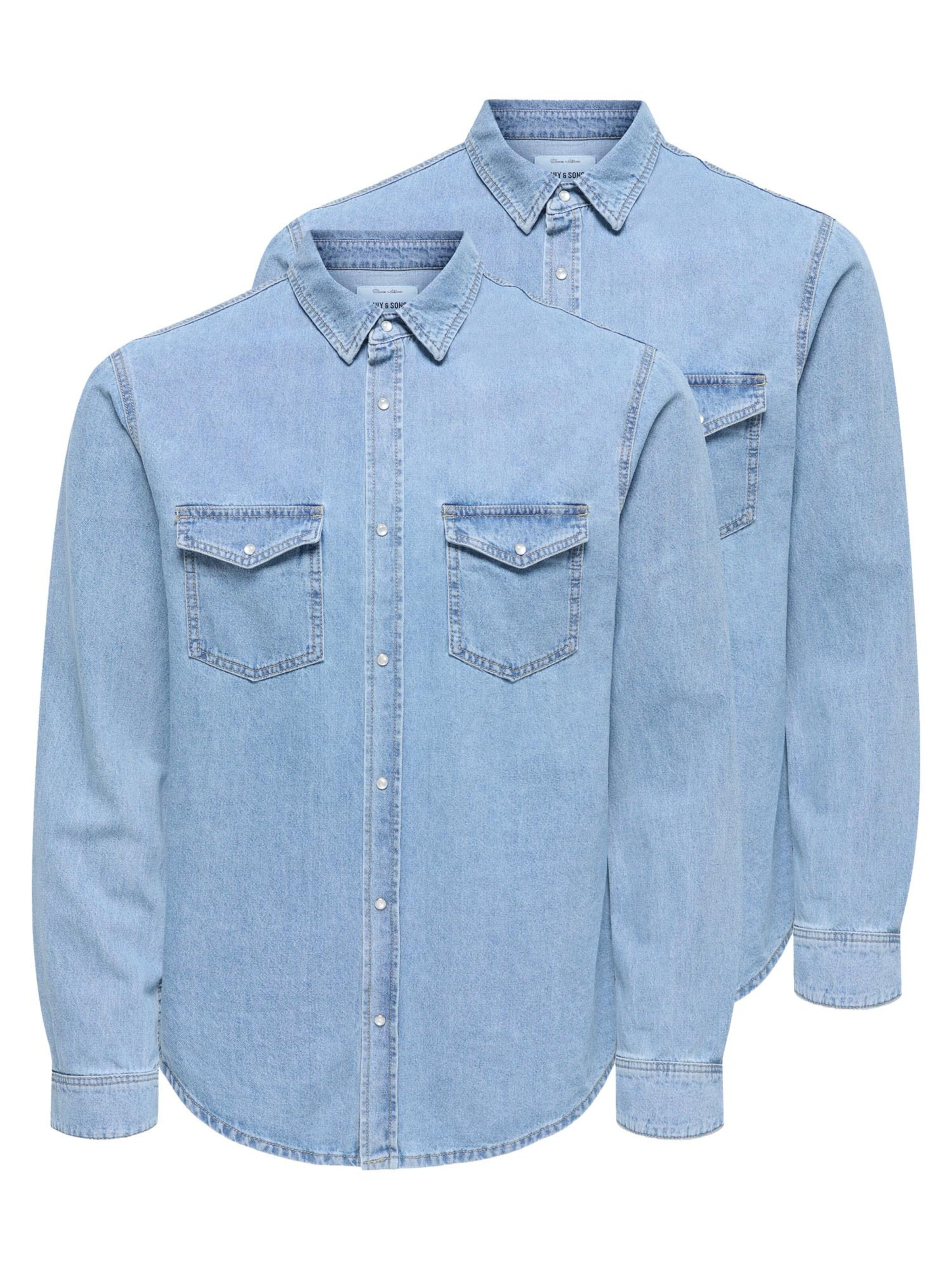 Only & Sons Regular fit Button Up Shirt 'Bane' in Blue: front