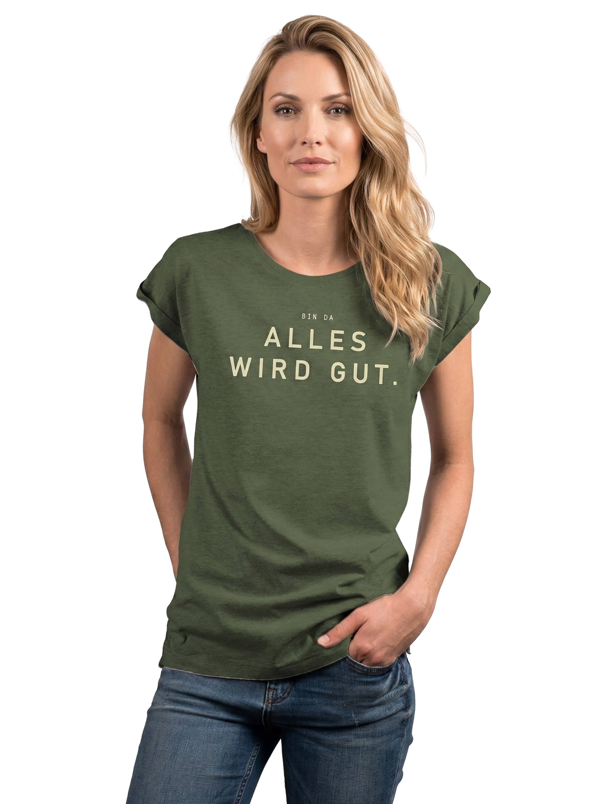 MAKAYA Shirt 'Bin da alles wird gut' in Green: front