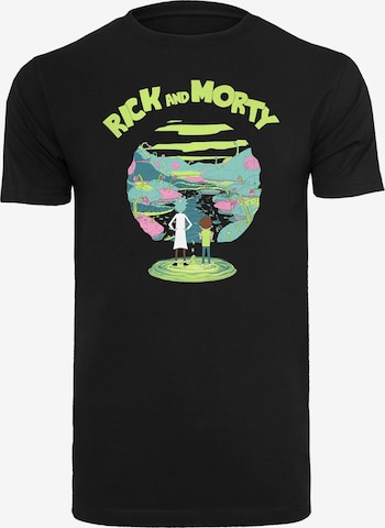 F4NT4STIC Shirt 'Rick and Morty Portal' in Zwart: voorkant