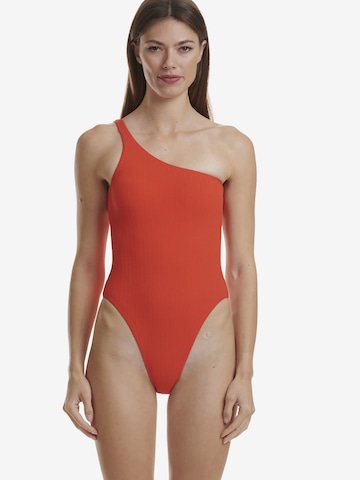 Wolford Bralette Swimsuit ' High Leg One Piece ' in Red: front