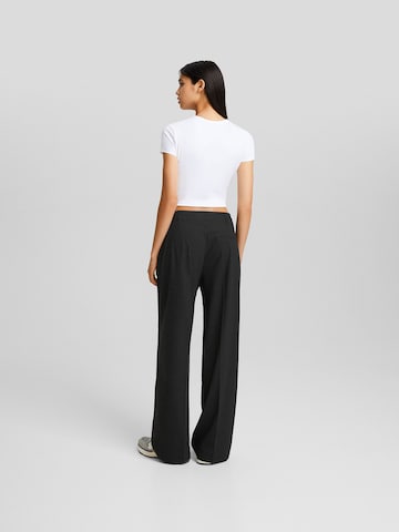 Bershka Wide leg Bandplooibroek in Grijs