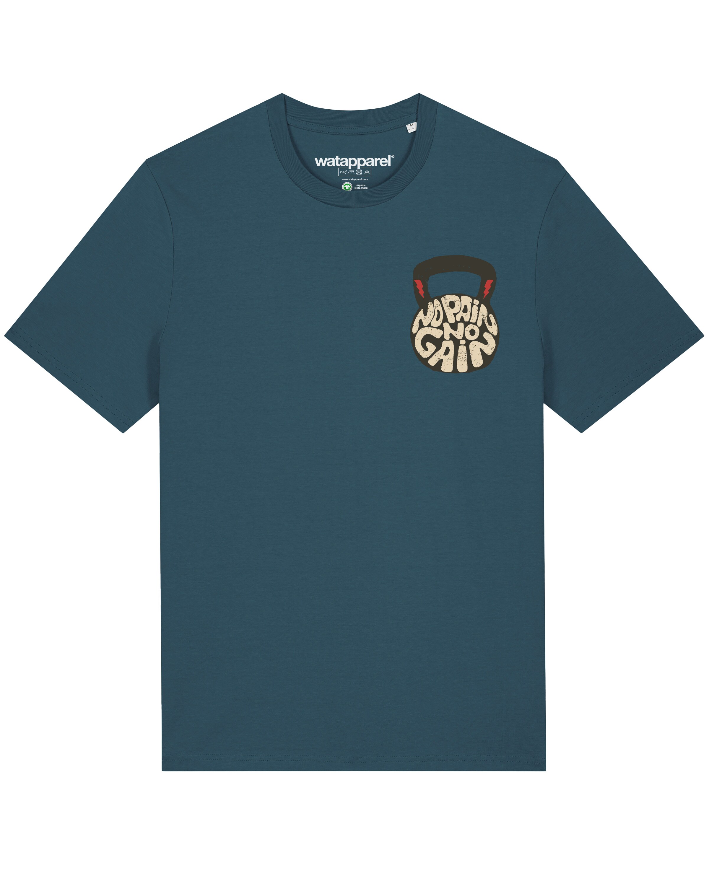 Watapparel Shirt ' No Pain, no Gain 01 ' in Blauw: voorkant