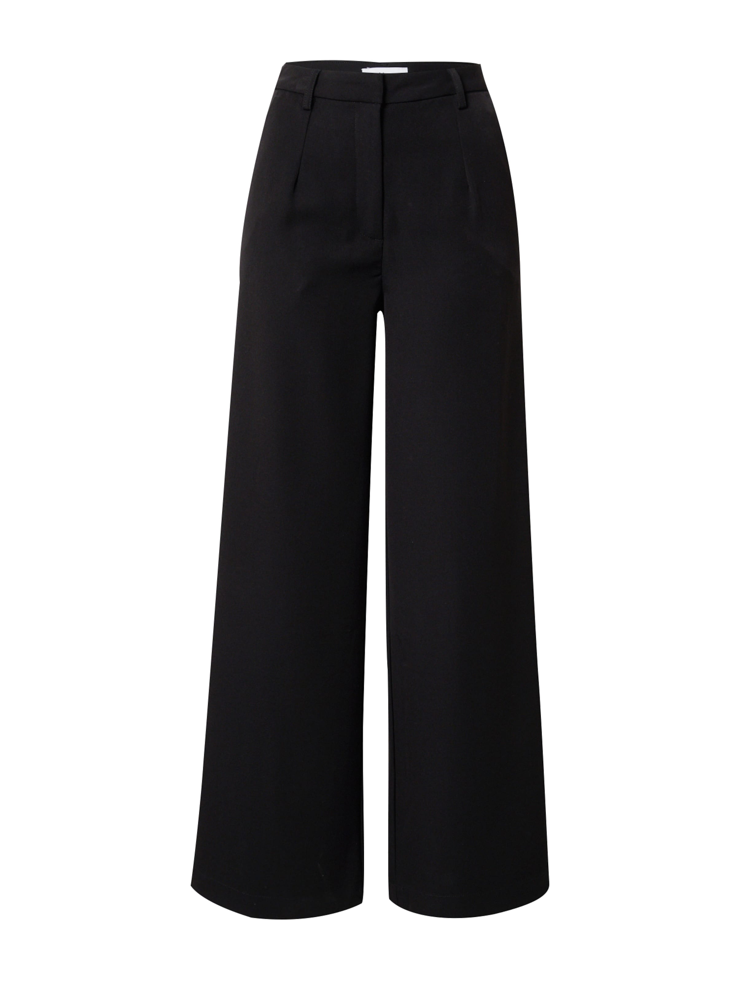 Wide leg Pantaloni con pieghe di minimum in nero: frontale