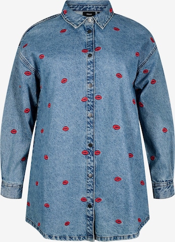 Chemisier 'FLOWER' Zizzi en bleu : devant
