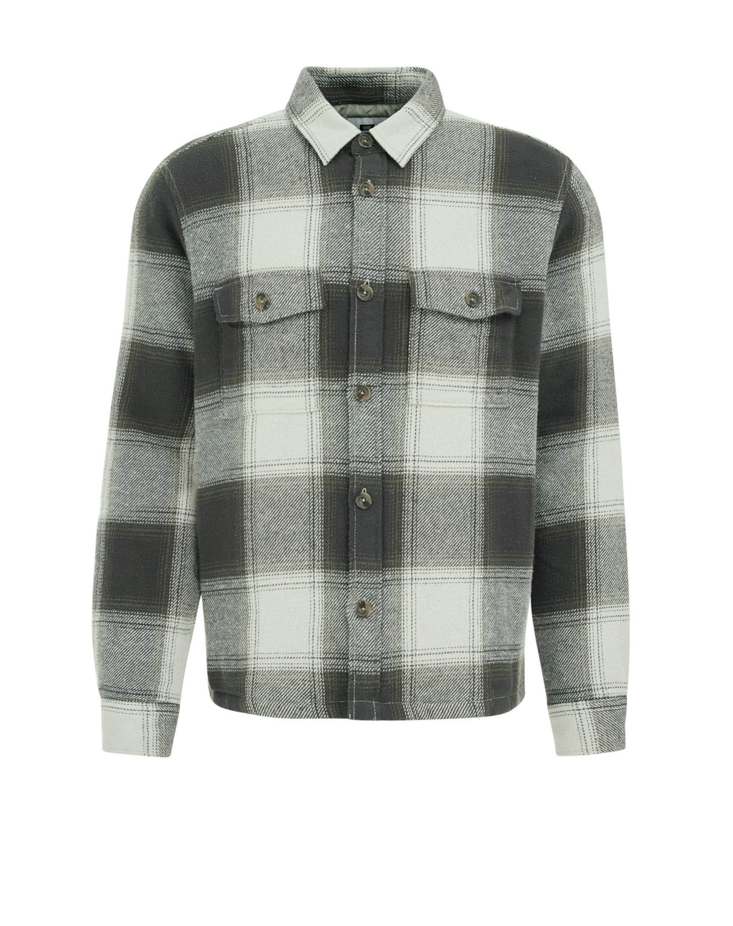 WE Fashion Comfort fit Button Up Shirt in Green: front