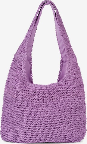 styleBREAKER Schultertasche 'Papierstroh Beuteltasche' in Lila: Vorderseite