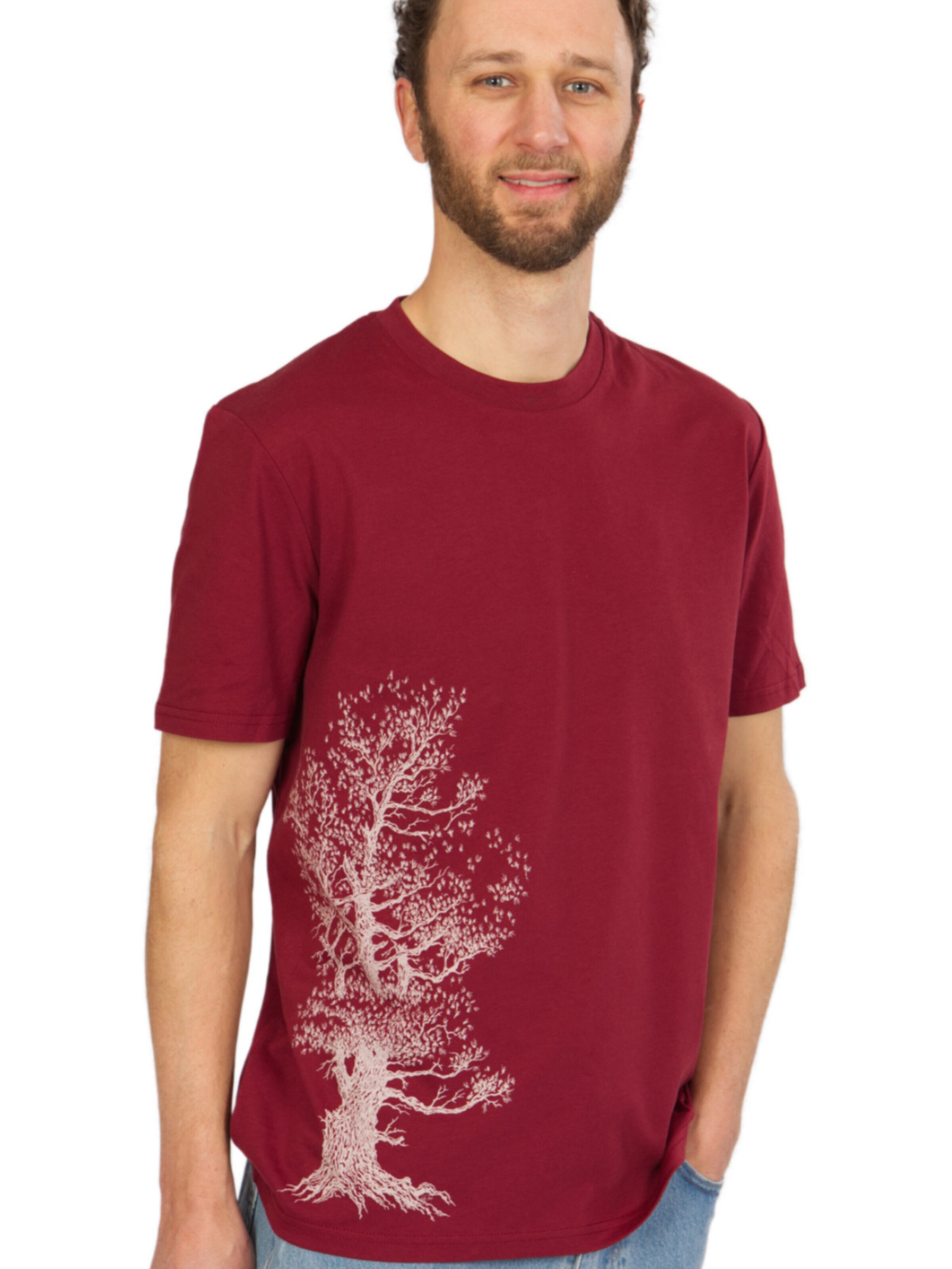 Life-Tree Tričko 'Organic Fairwear Pine Tree' – červená