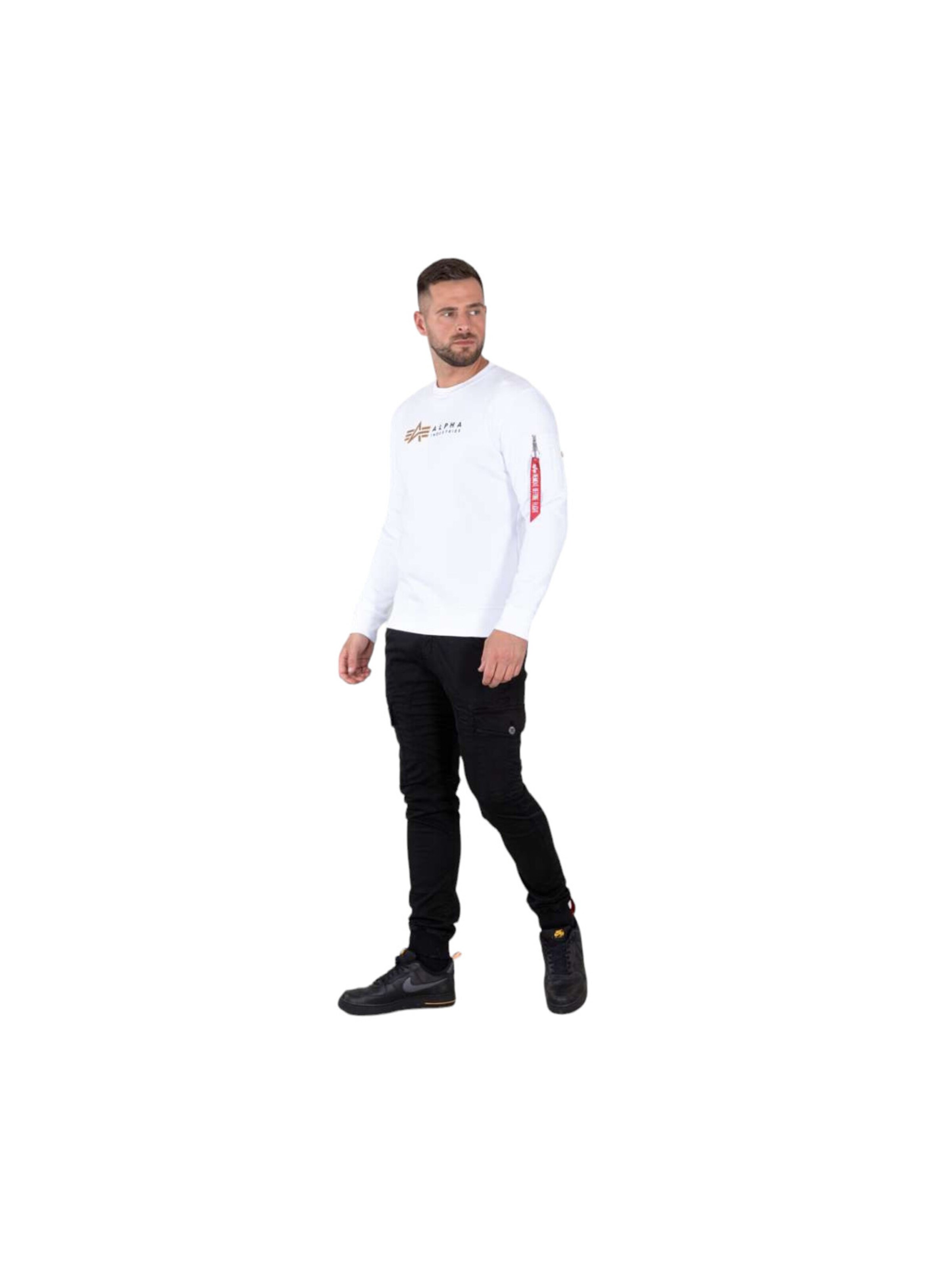 ALPHA INDUSTRIES Sweatshirt 'Alpha Label' in White