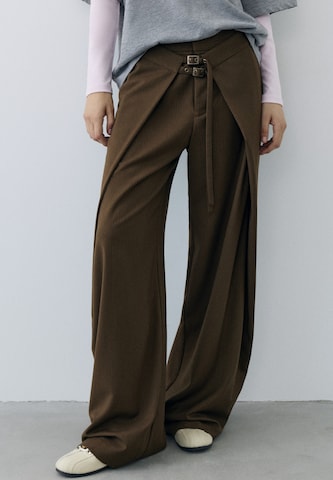 Pull&Bear Wide leg Trousers in Brown