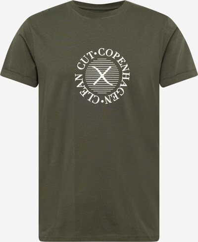 Clean Cut Copenhagen Camiseta 'Tanner' en verde oscuro / blanco, Vista del producto