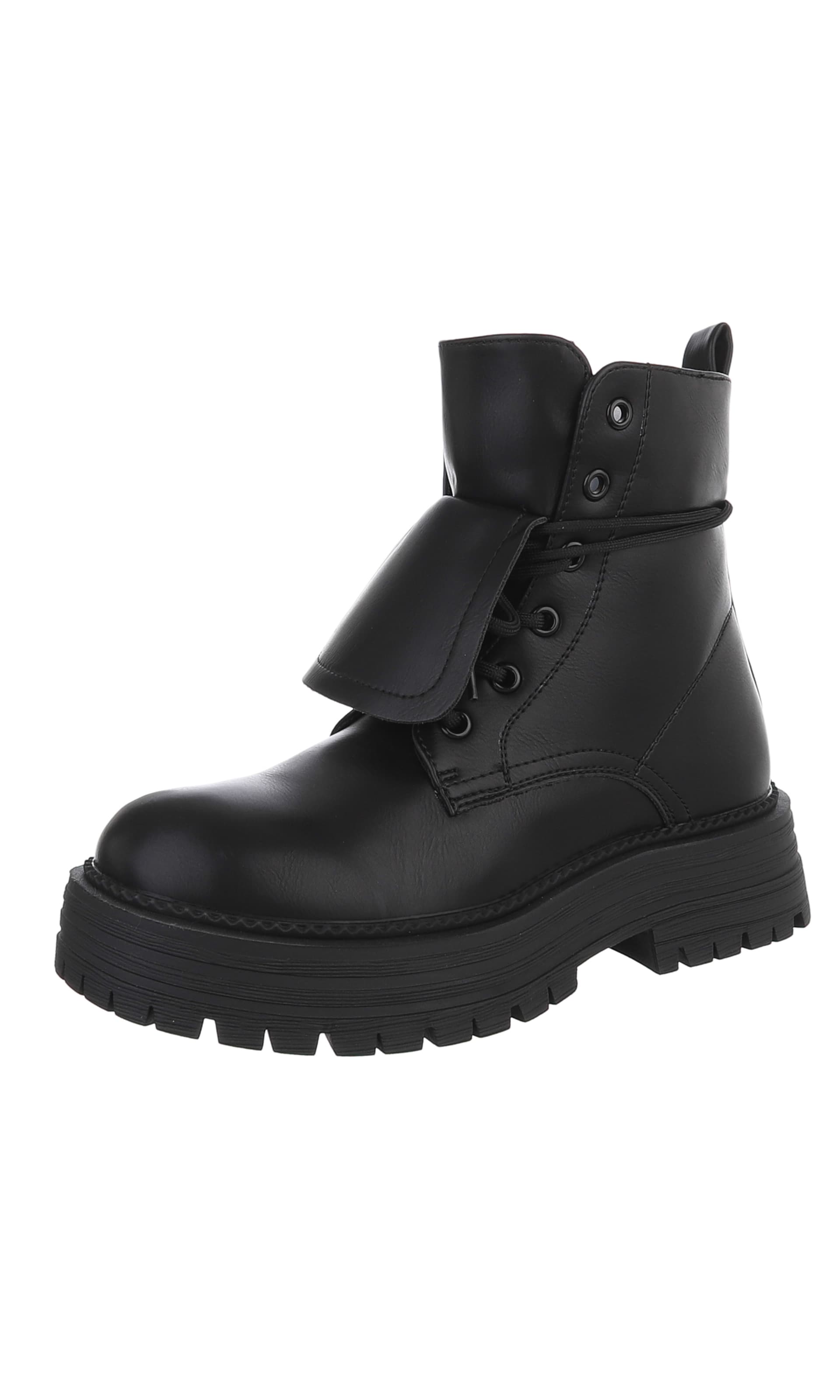 Ital-Design Schnürstiefelette in Schwarz: Vorderseite