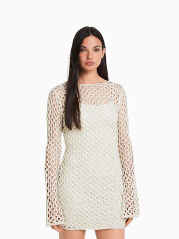 Bershka Knitted dress in Beige: front