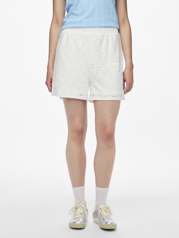 PIECES Regular Trousers 'PCMimi' in White: front
