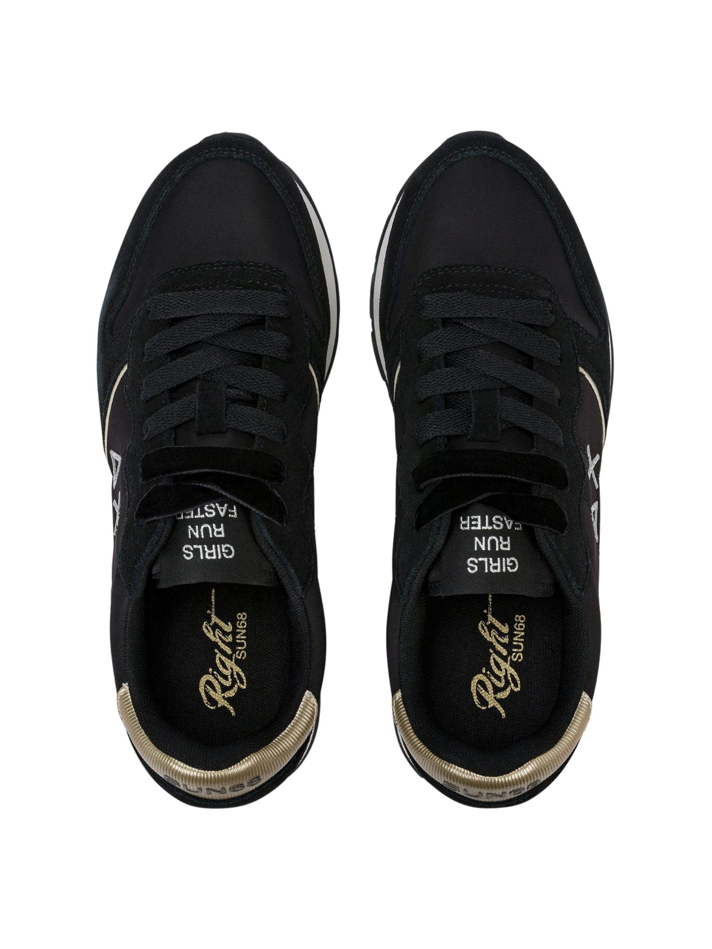 SUN68 Låg sneaker 'Sneaker Ally Gold Silver in black/medium grey suede and nylon' i svart
