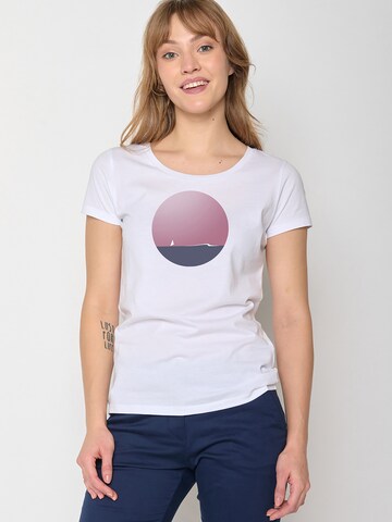GREENBOMB Shirt 'Nature Lonely Sea' in Wit: voorkant