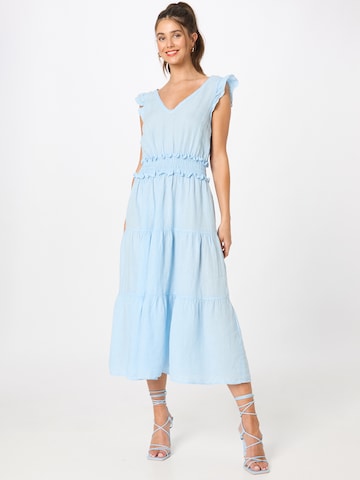 120% Lino Lużny krój Letnia sukienka w kolorze niebieski: przód