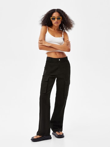 Bershka Regular Cargo Pants in Black