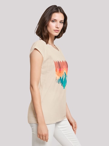 F4NT4STIC Shirt 'Berg Sonnenuntergang Geometrisch' in Beige