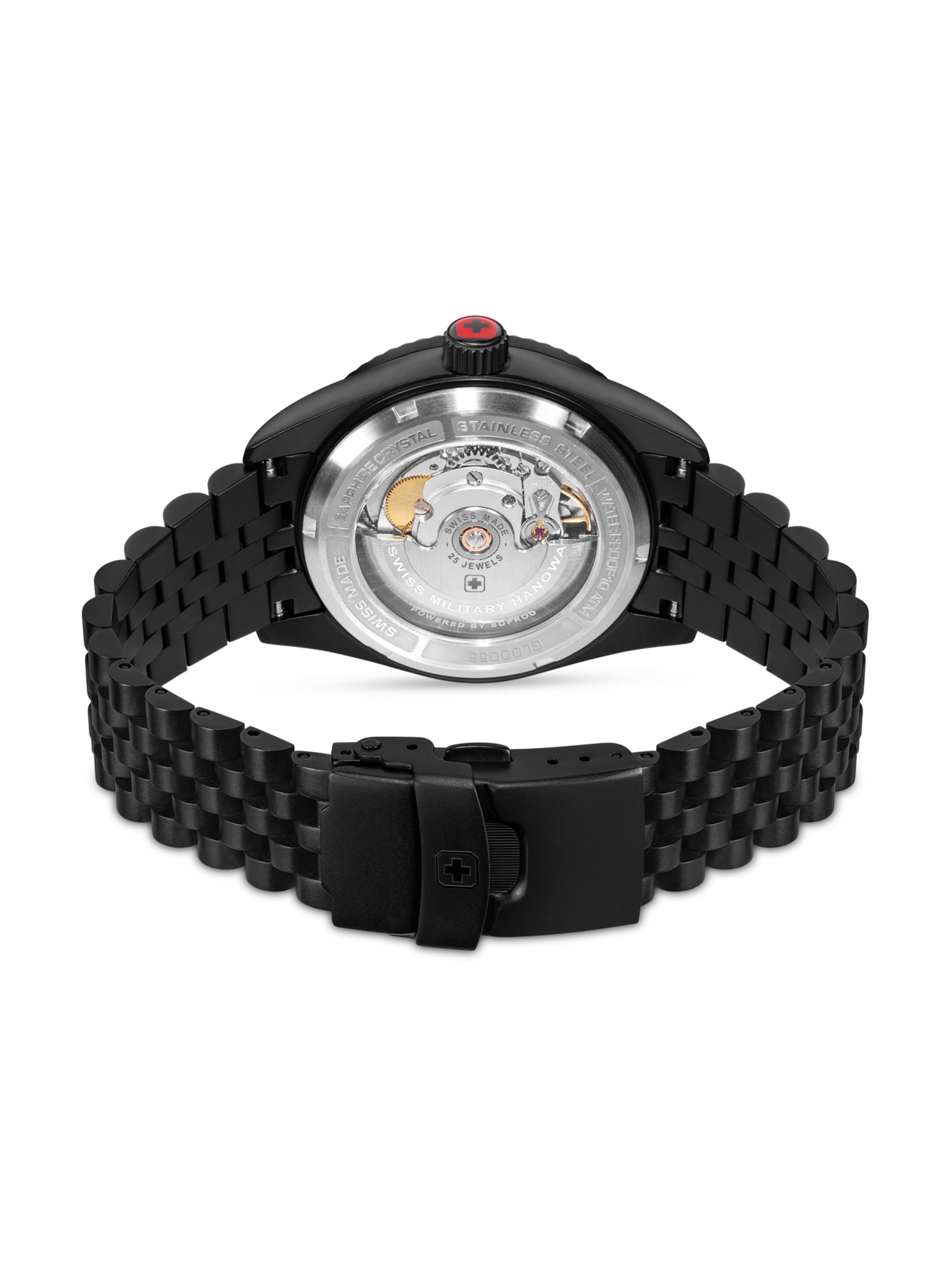 SWISS MILITARY HANOWA Analoog horloge ' DARK NIGHT ' in Zwart