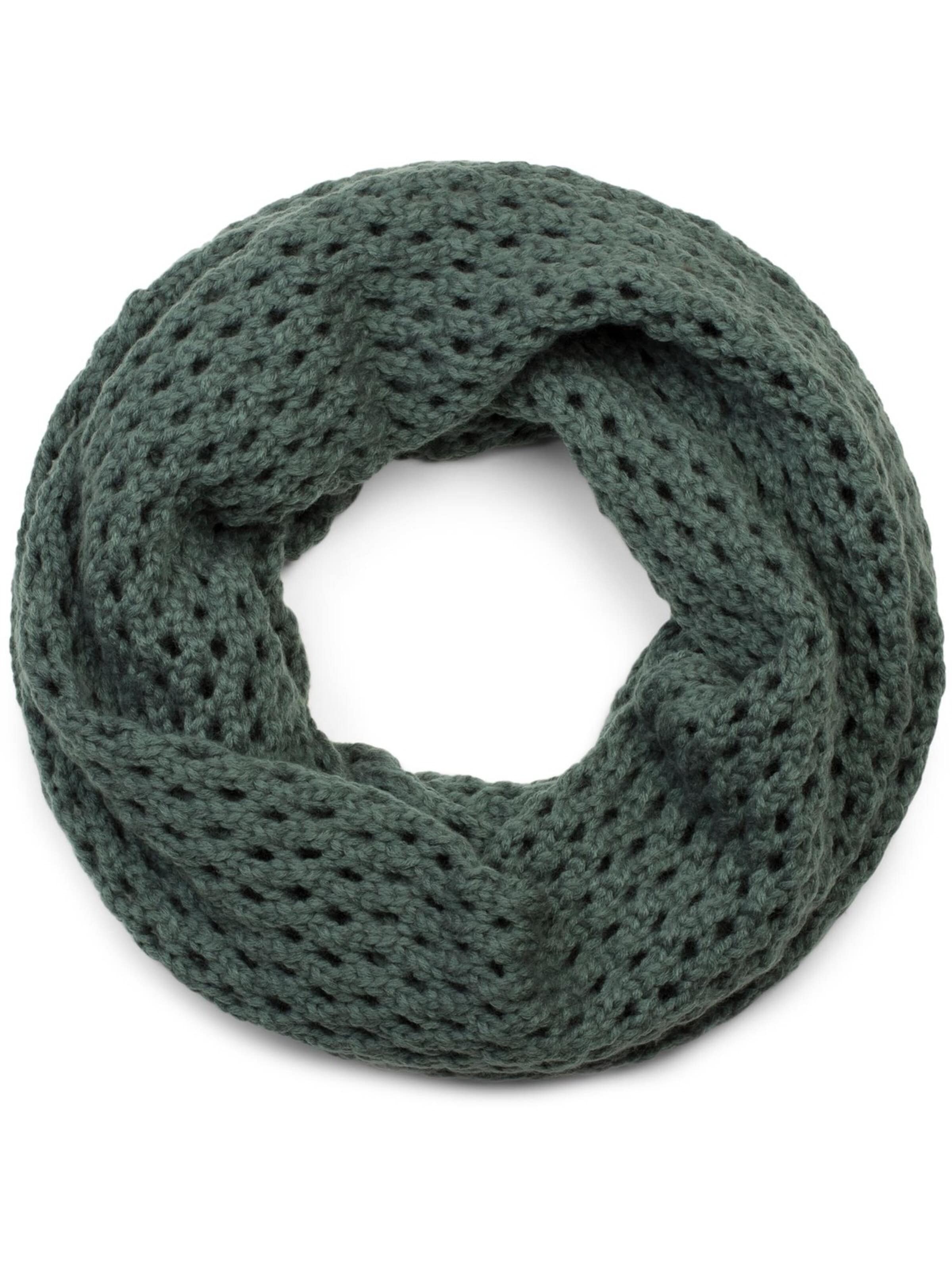 styleBREAKER Schlauchschal 'Strick Loop Schal mit Loch Muster'‌‌‌‌‌‌‌ in Grau: Vorderseite