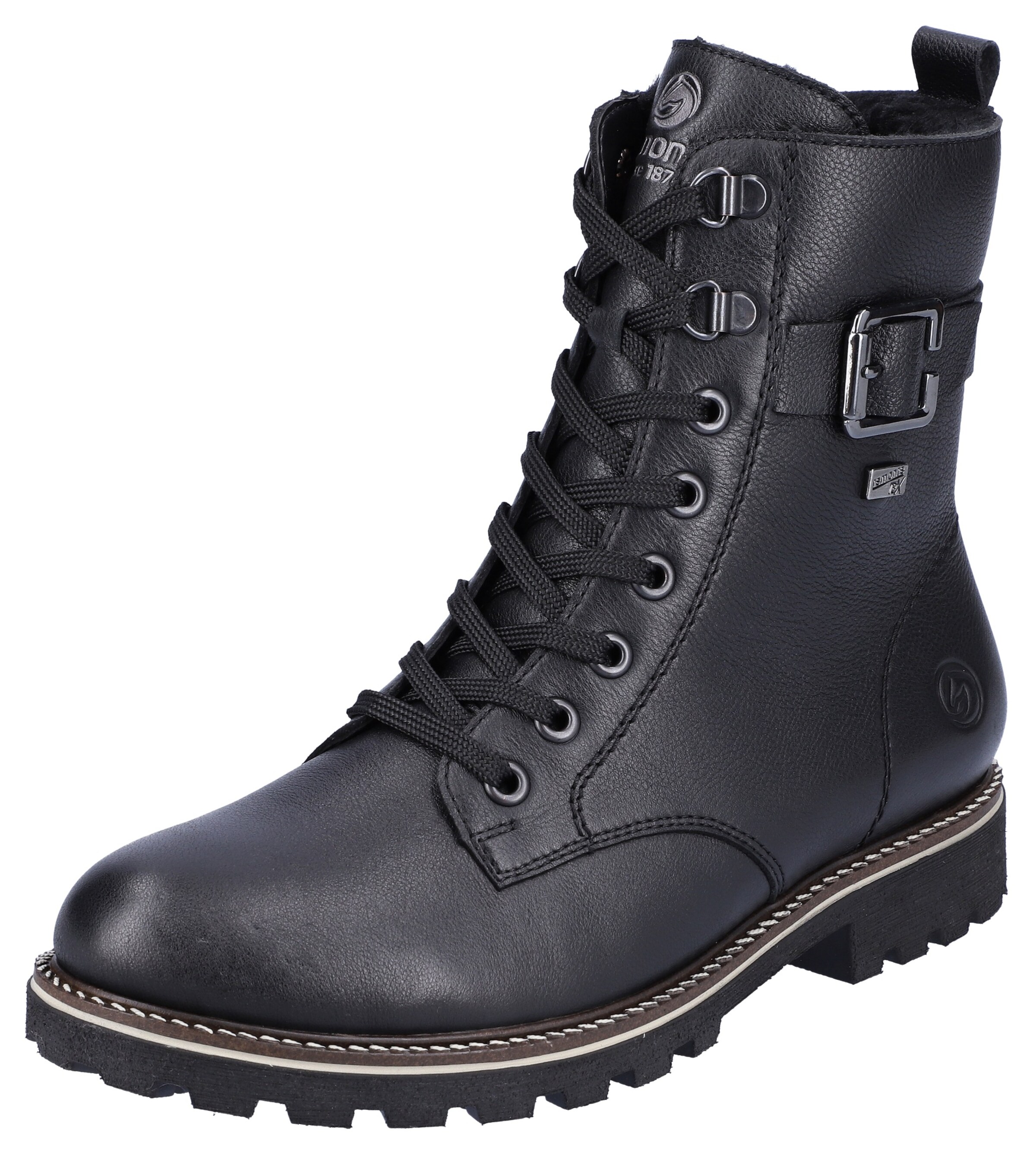 REMONTE Lace-Up Ankle Boots in Black: front
