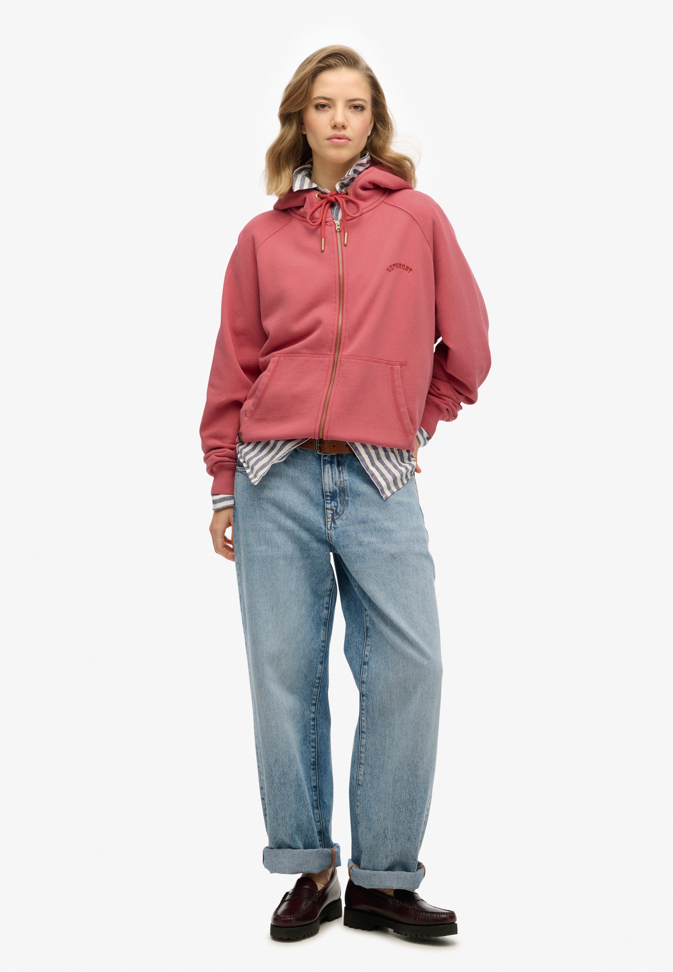 Superdry Zip-Up Hoodie 'Essential' in Red