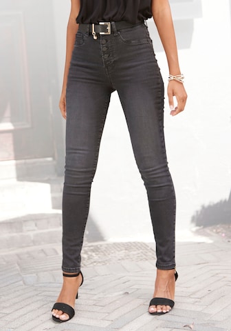 LASCANA Skinny Jeans in Grijs: voorkant