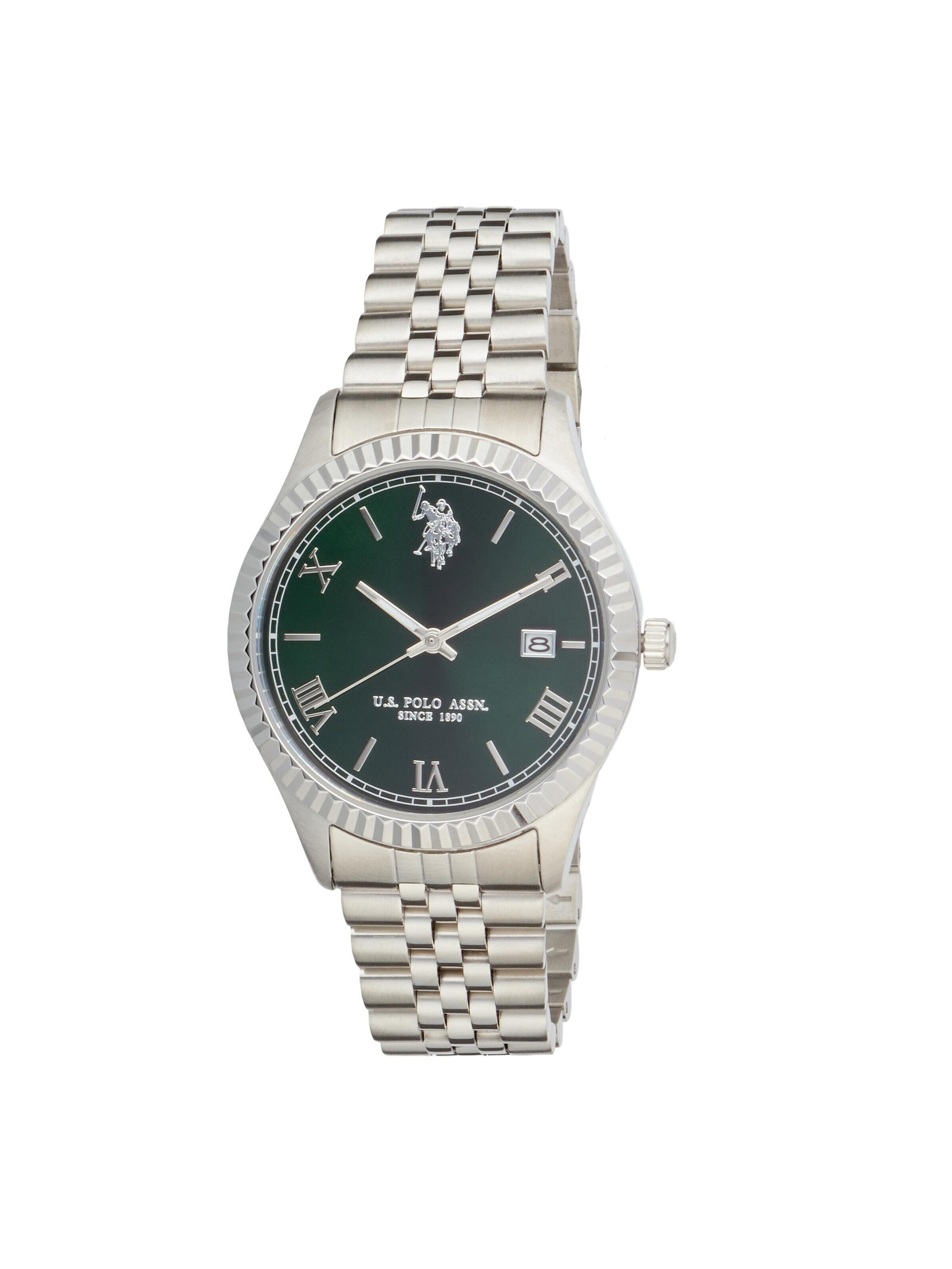 U.S. POLO ASSN. Analoog horloge 'Brandon Steel' in Groen: voorkant
