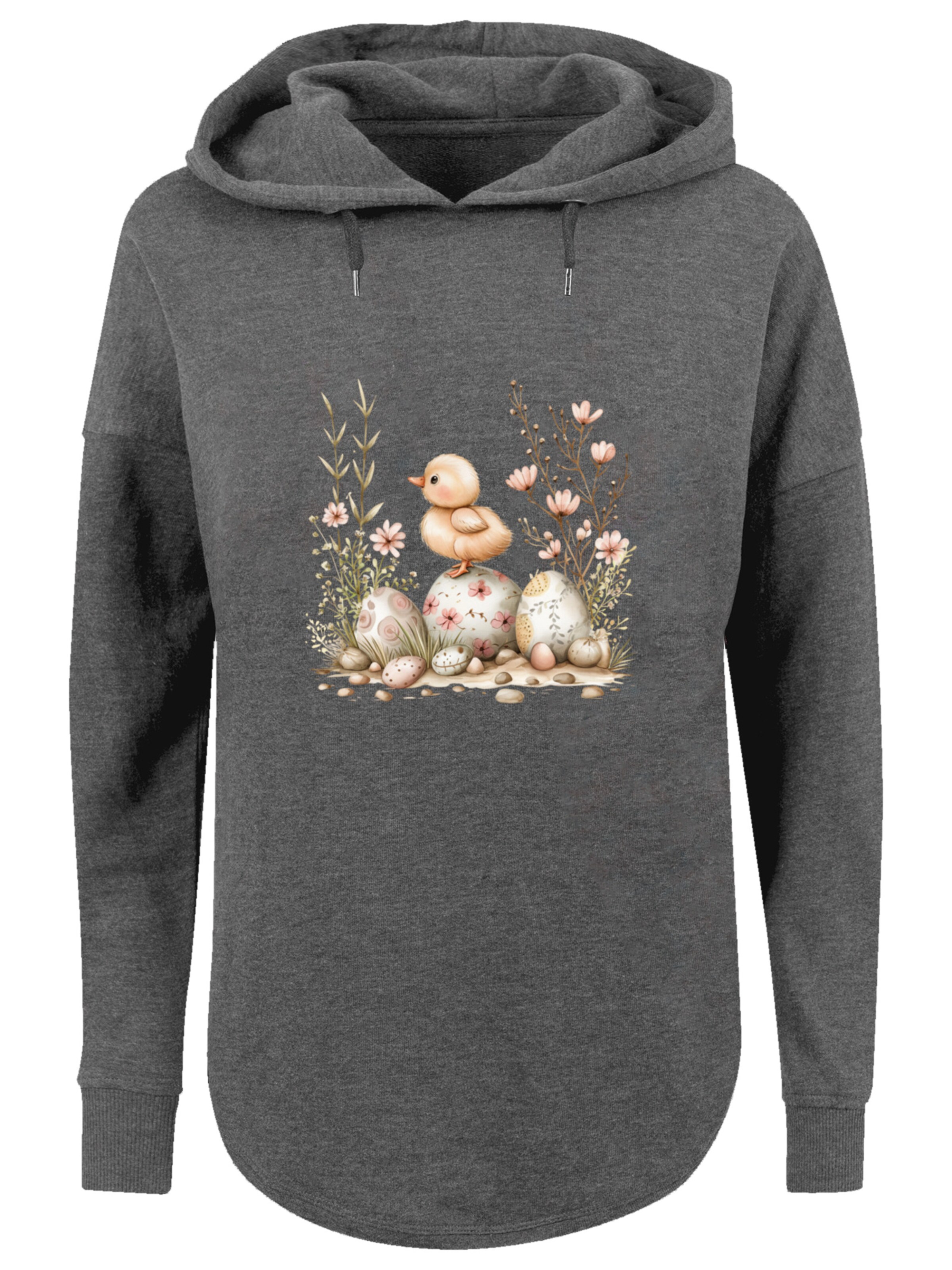 Sweat-shirt 'Ostern Küken Ei Blumen' F4NT4STIC en gris : devant