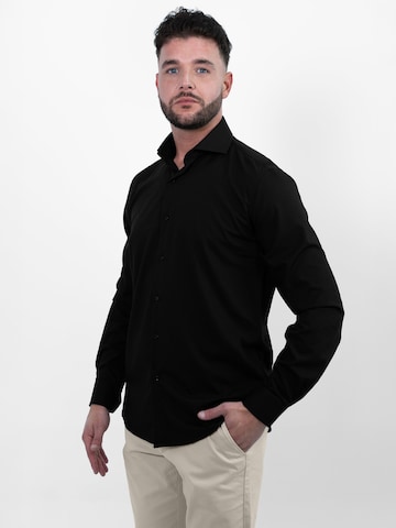 Vercate - Regular Fit Camisa clássica 'No. 27' em preto