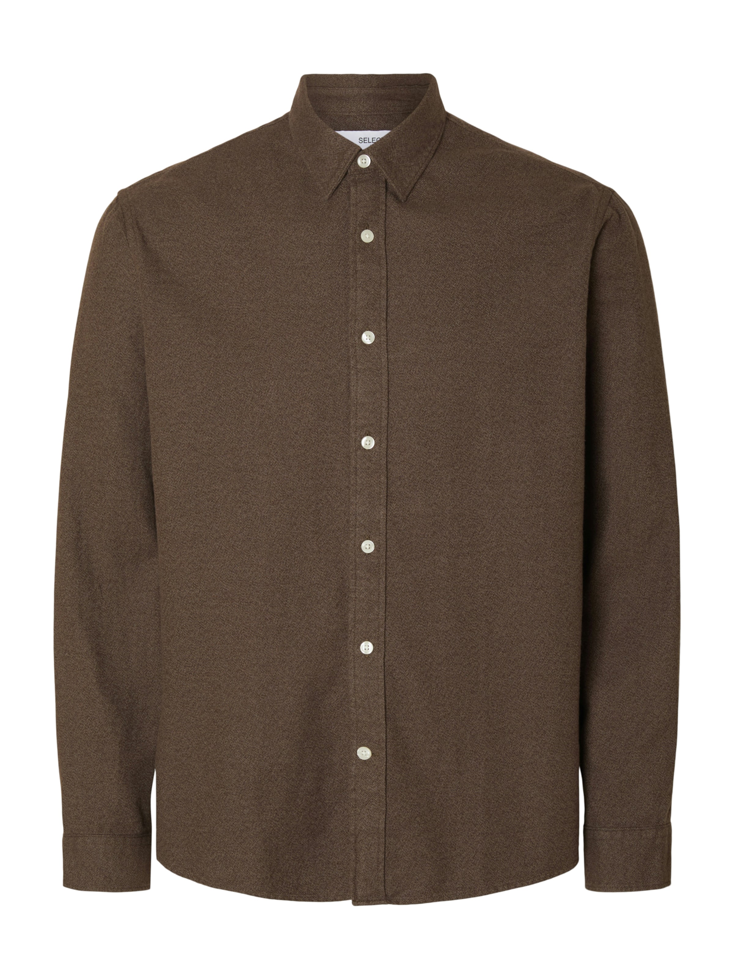 SELECTED Regular fit Button Up Shirt 'SLHREGNOAH' in Brown: front
