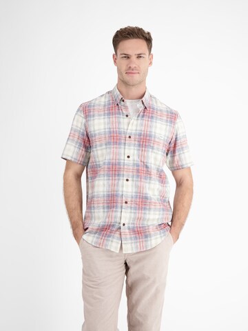 LERROS Regular Fit Karohemd aus sommerlichem Strukturgewebe in Beige