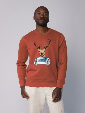 Felpa ' Hirsch ' di Watapparel in marrone: frontale