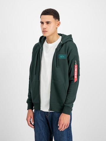 ALPHA INDUSTRIES Sweatjacke 'Backprint' in Grün