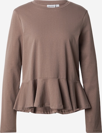 PIECESMajica 'PCDANILLA PEPLUM' - smeđa boja: prednji dio