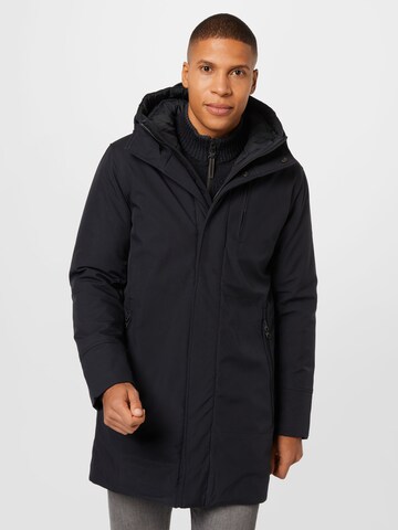 KnowledgeCotton Apparel Winter Parka in Black: front