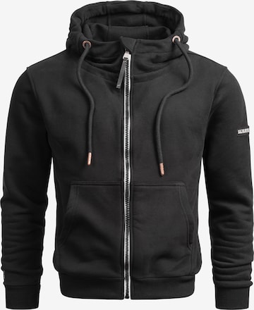 Alessandro Salvarini Zip-Up Hoodie in Black: front