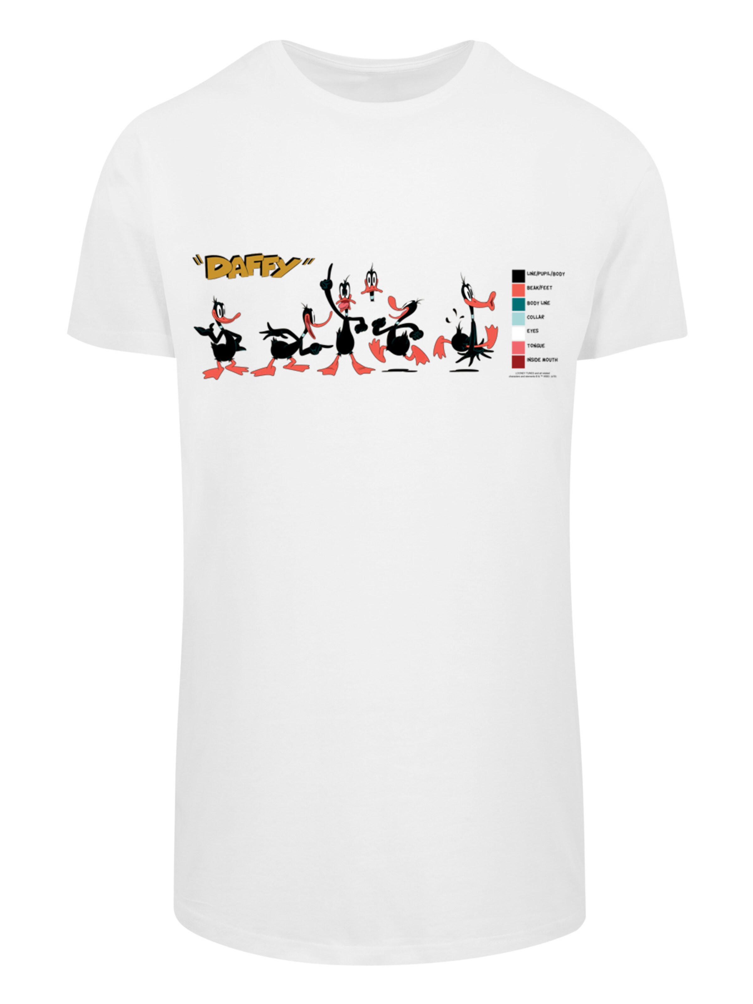 F4NT4STIC Shirt 'Looney Tunes Daffy Duck Colour Code' in Wit: voorkant