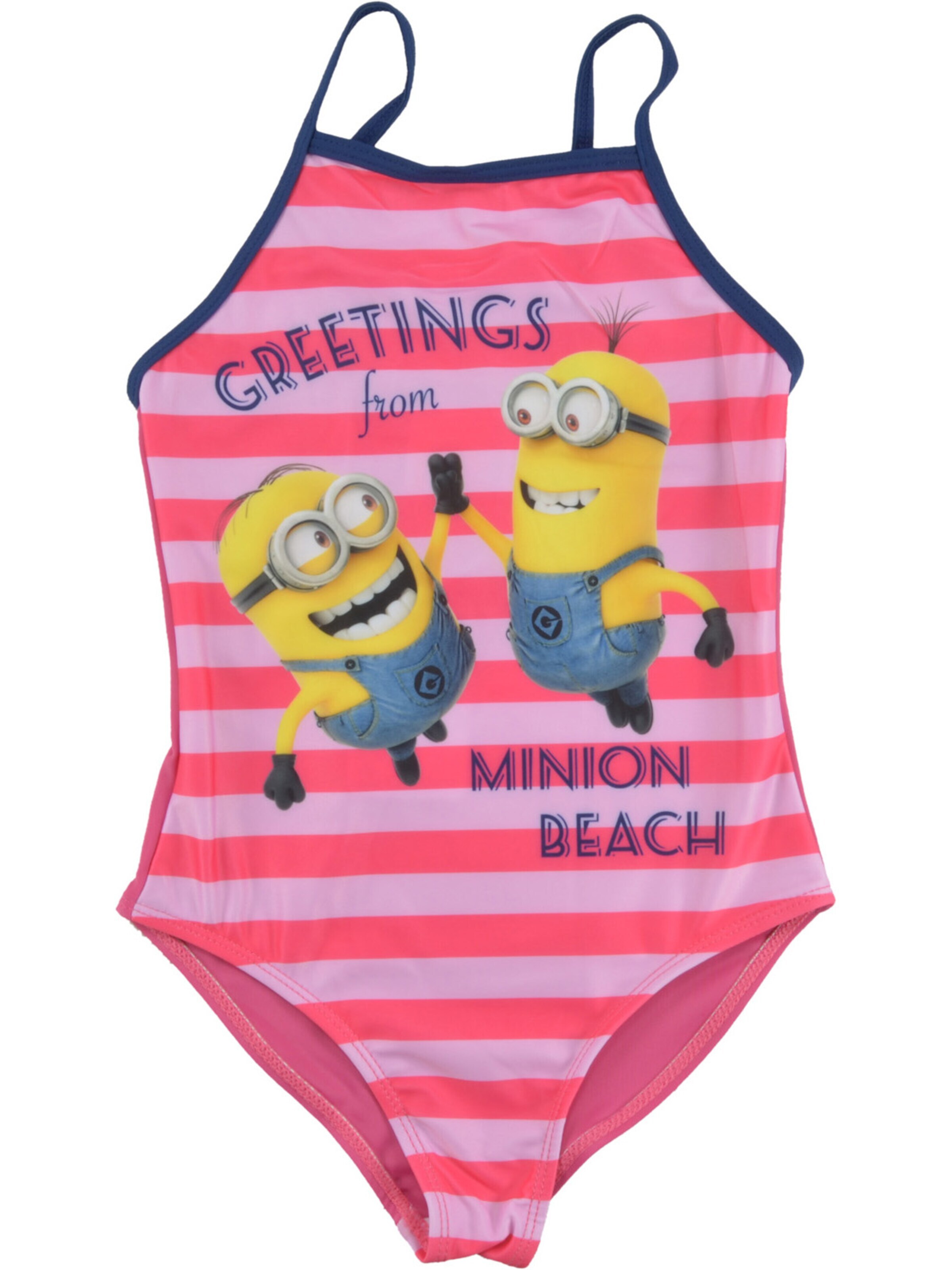 Minions Swimsuit 'Greetings from Minion Beach' in Pink: front