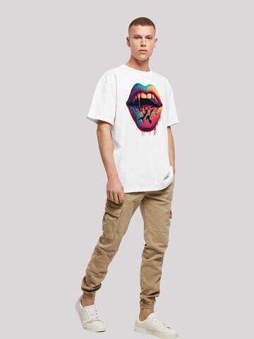 T-Shirt 'Drooling Lips' F4NT4STIC en blanc