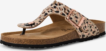 Tamaris T-Bar Sandals in Beige: front