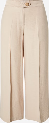 ICHI Wide leg Trousers with creases in Beige: front