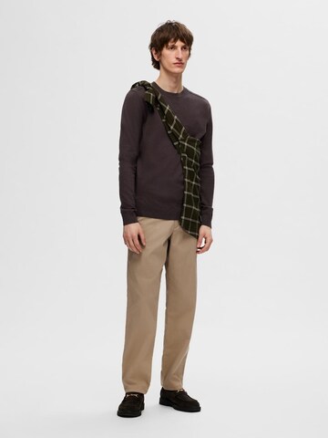 SELECTED HOMME Regular fit Sweater 'SLHBerg' in Brown