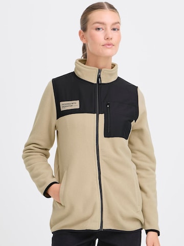 Oxmo Fleece jas 'Nete' in Beige: voorkant