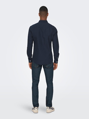 Coupe slim Chemise 'Alvaro' Only & Sons en bleu