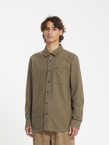 Volcom Regular fit Overhemd 'Caden Solid' in Groen: voorkant