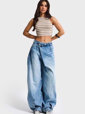 IT'S BASIC Baggy Jeans 'CROSS BAGGY BALLOON MID RISE JEANS' in Blauw